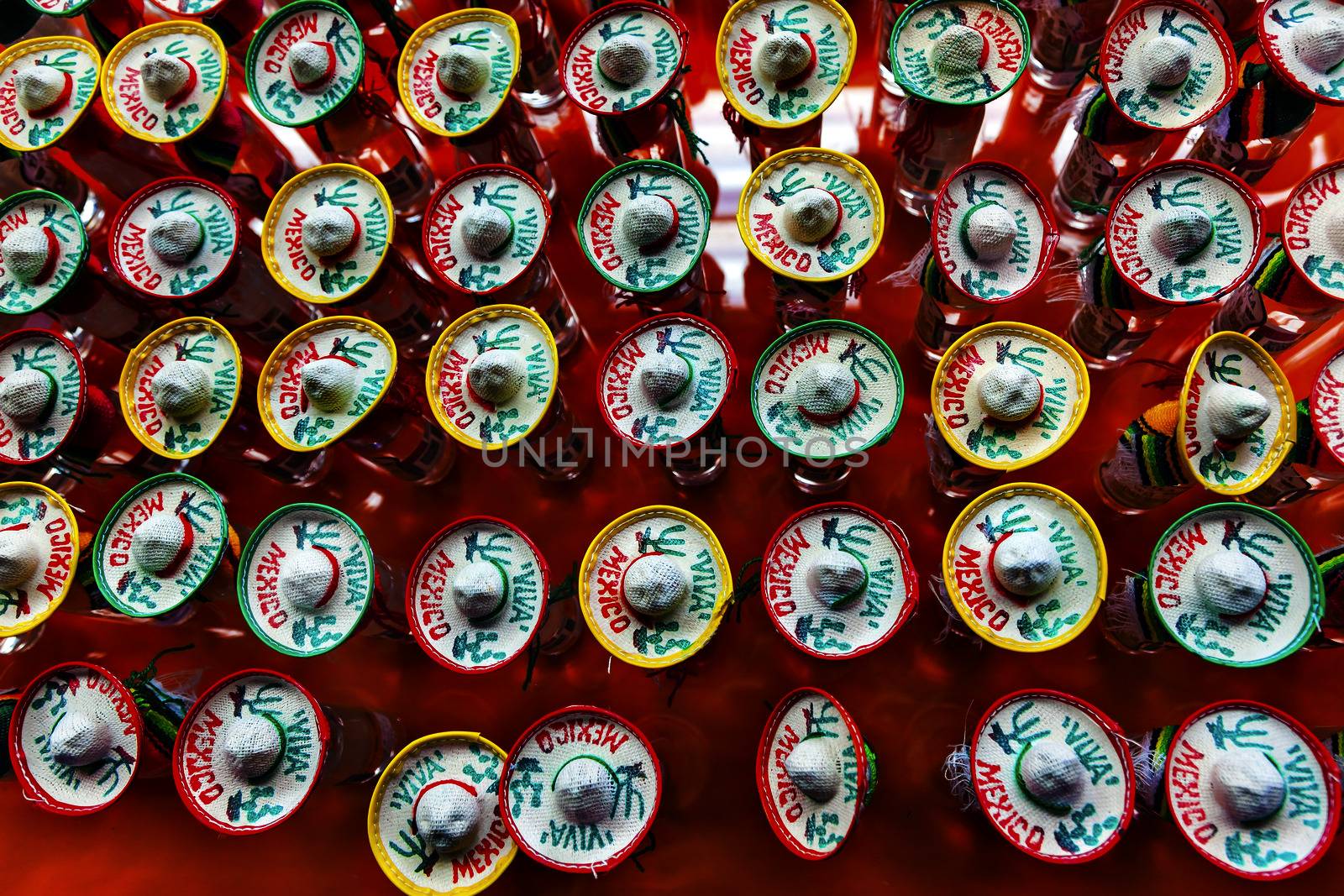 Colorful Mexican Souvenir Hats Shot Glasses Mexico City Mexico by bill_perry