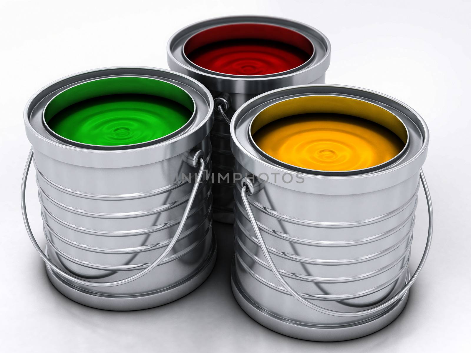 three color paint rainbow cans for renovation