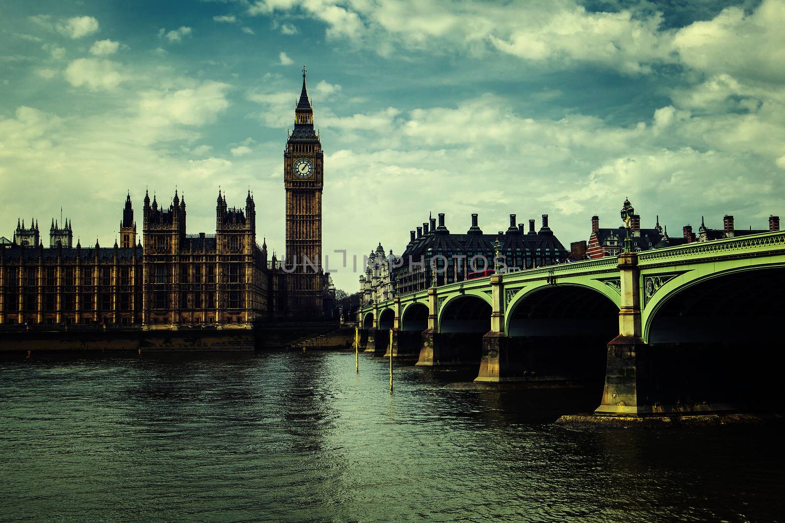 Big Ben and Houses of Parliament, London, UK. Special photographic processing.
