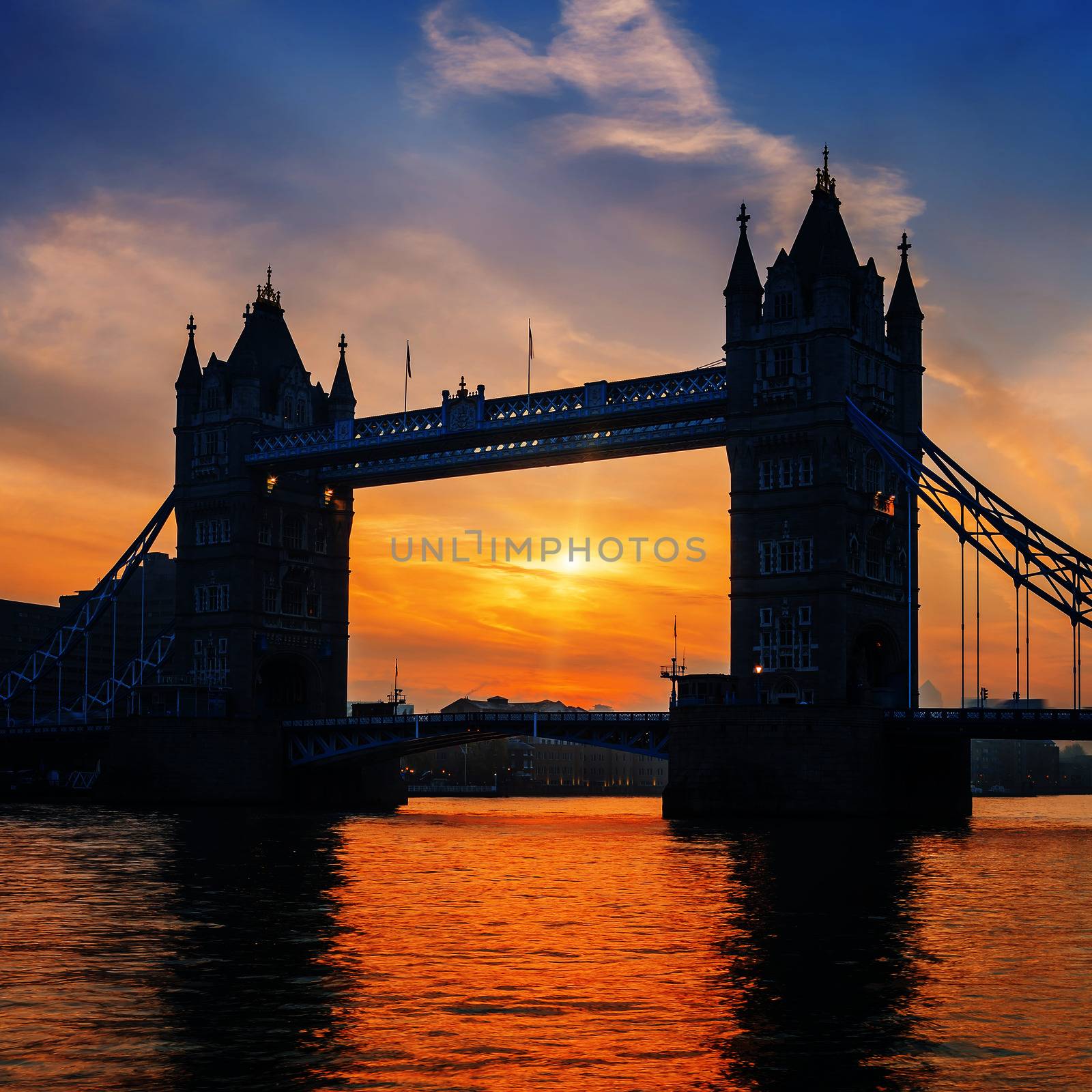 Tower Bridge at sunrise, London.