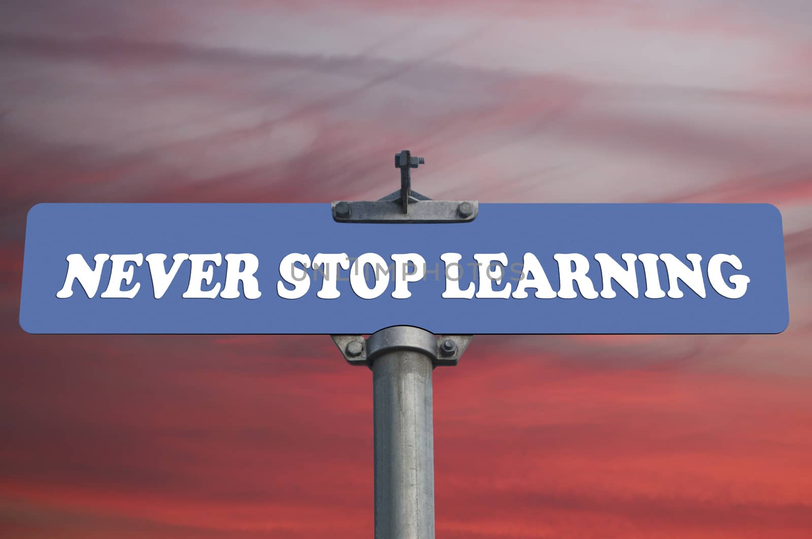 Never stop learning road sign