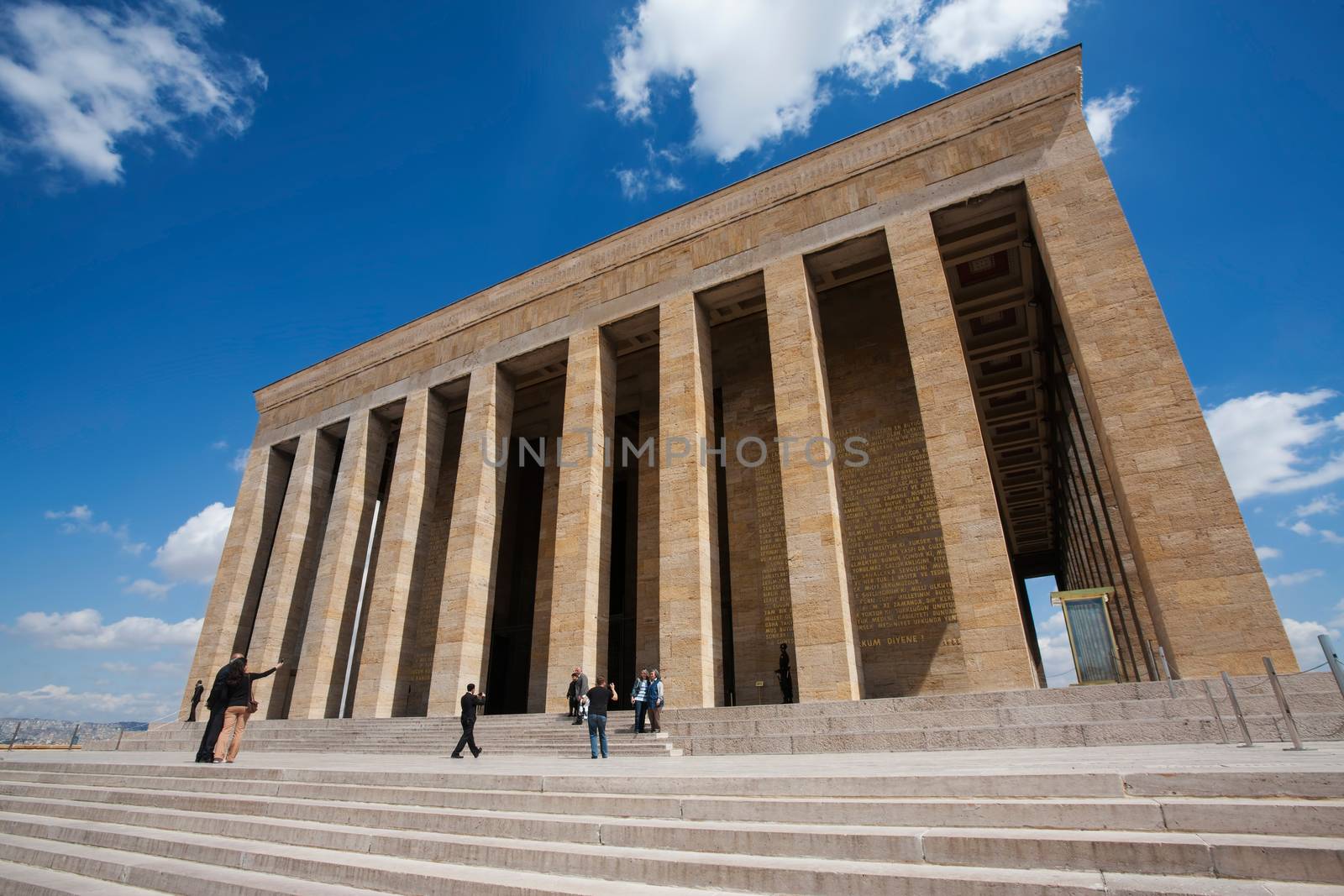 ANKARA, TURKEY – APRIL 15: Unidentified visitors take photos at the mausoleum of Ataturk on April 15, 2012 in Ankara, Turkey prior to Anzac Day.  