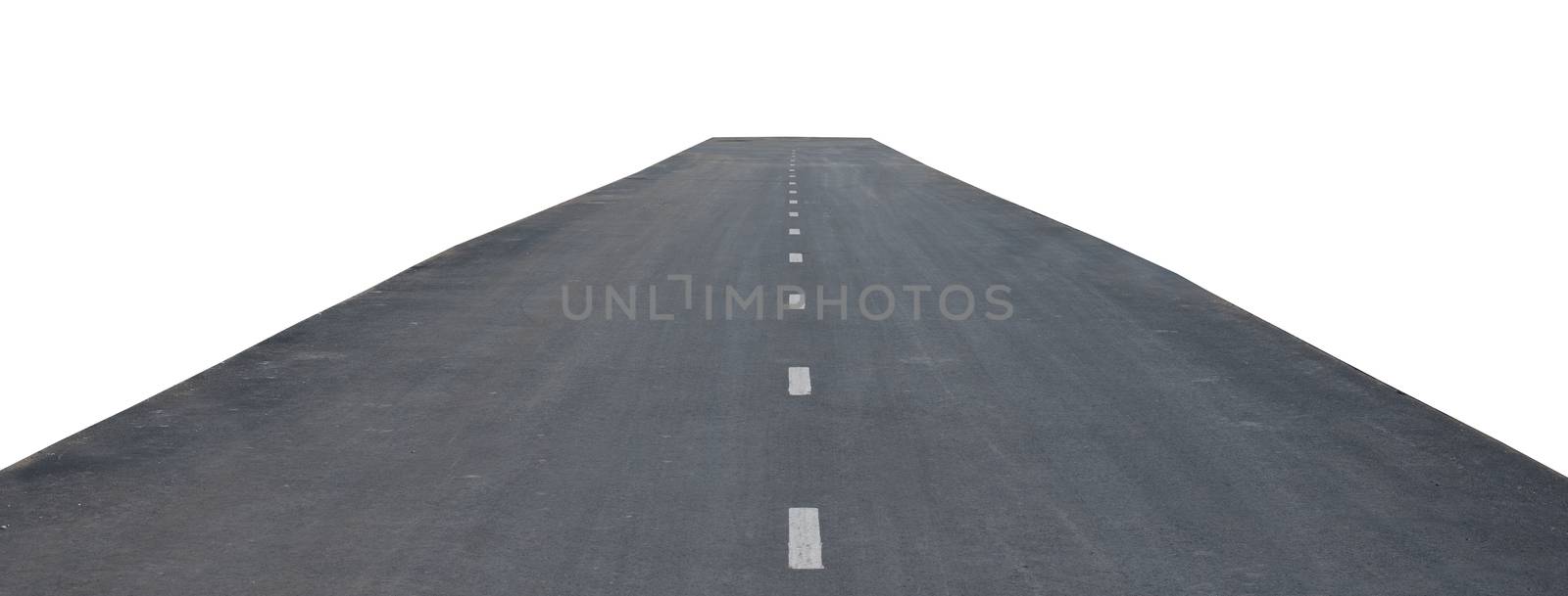 Road with median strip on isolated white background