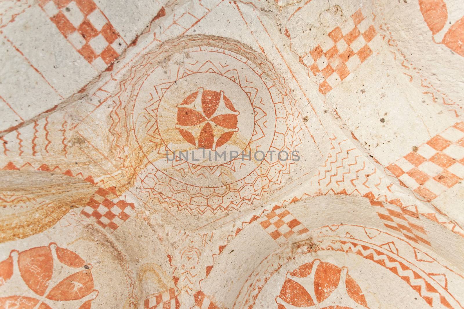 Detail of cross frescoe from Cappadocia church in Turkey