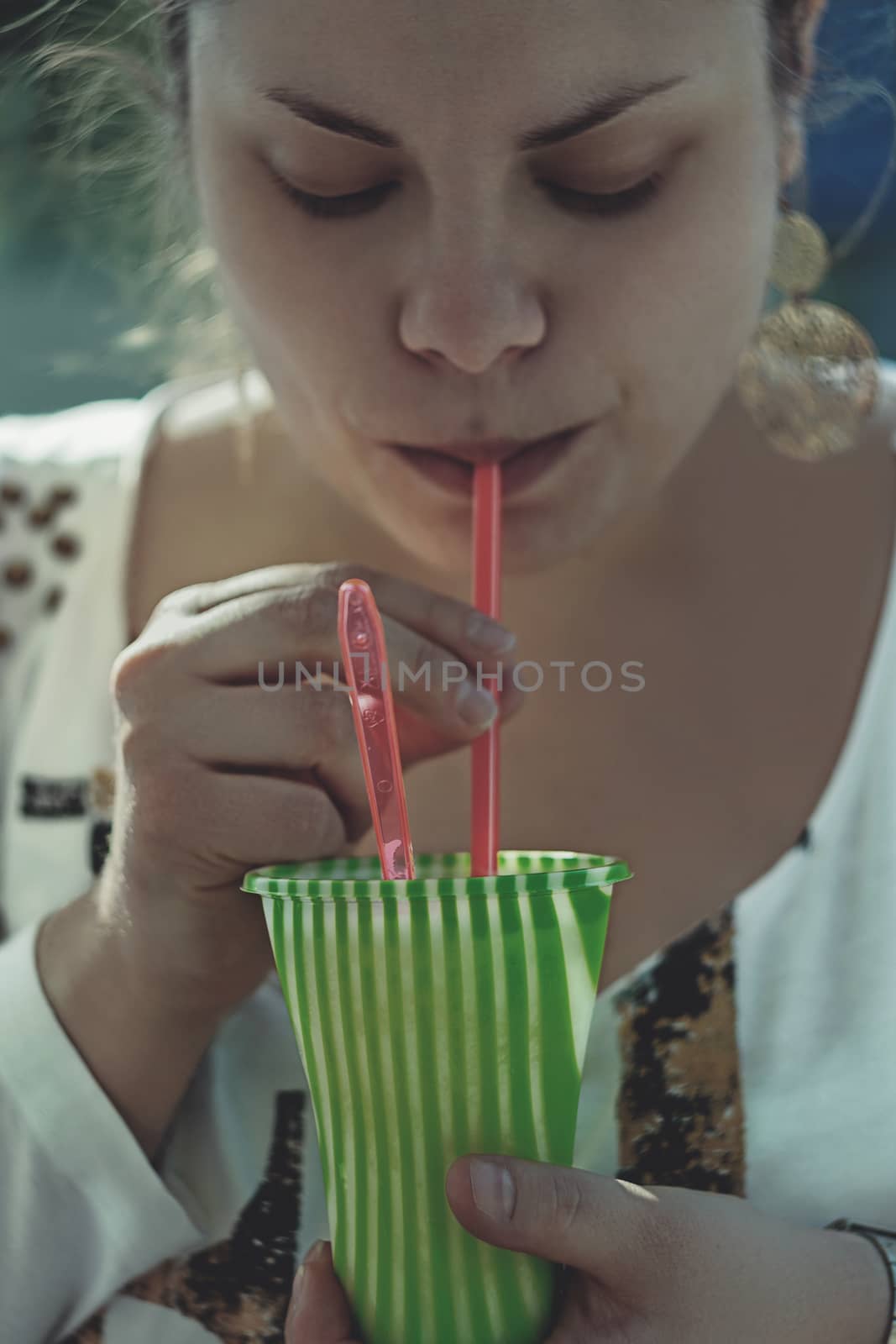 girl while eating her fresh ice cream