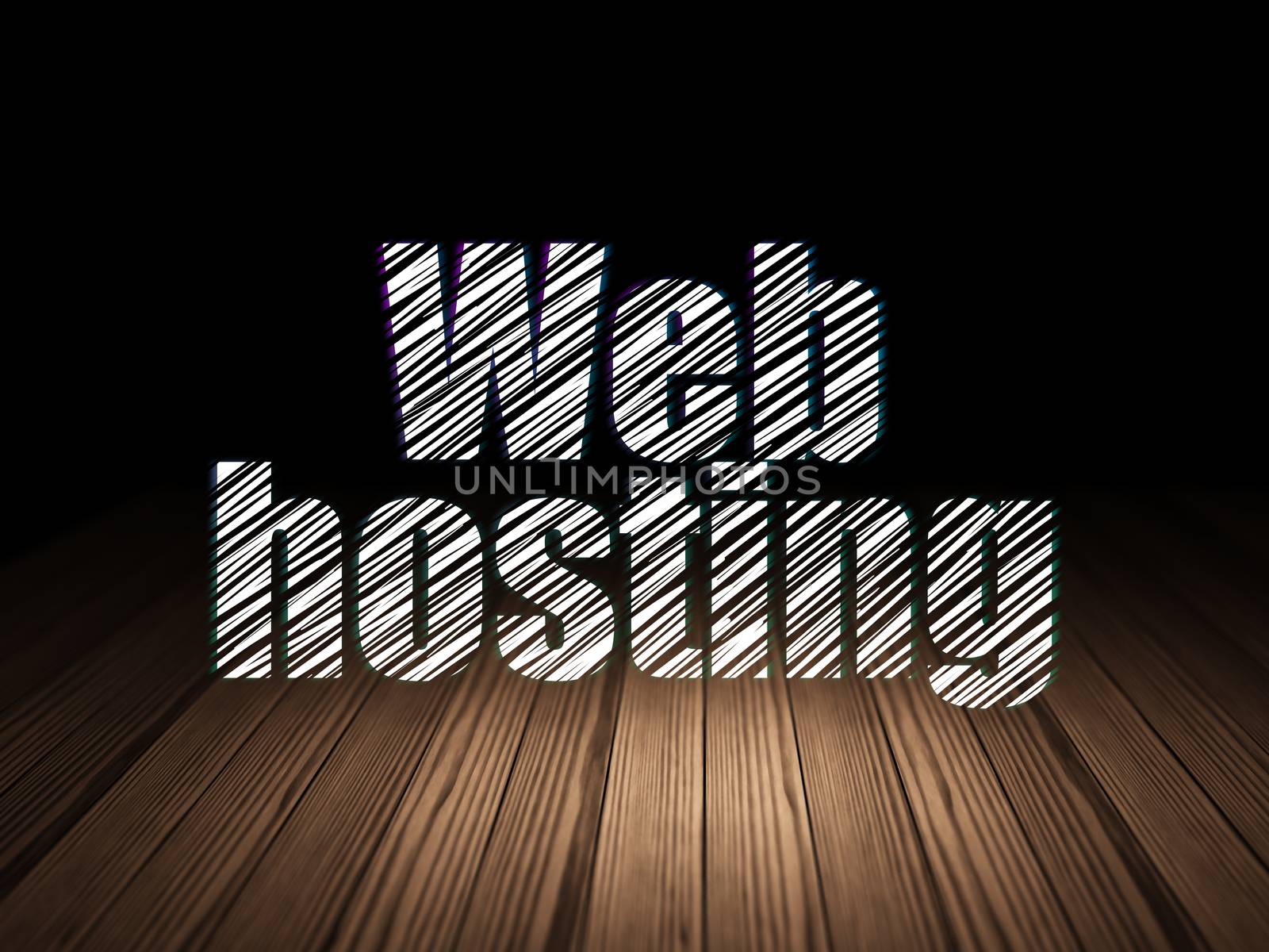 Web development concept: Web Hosting in grunge dark room by maxkabakov