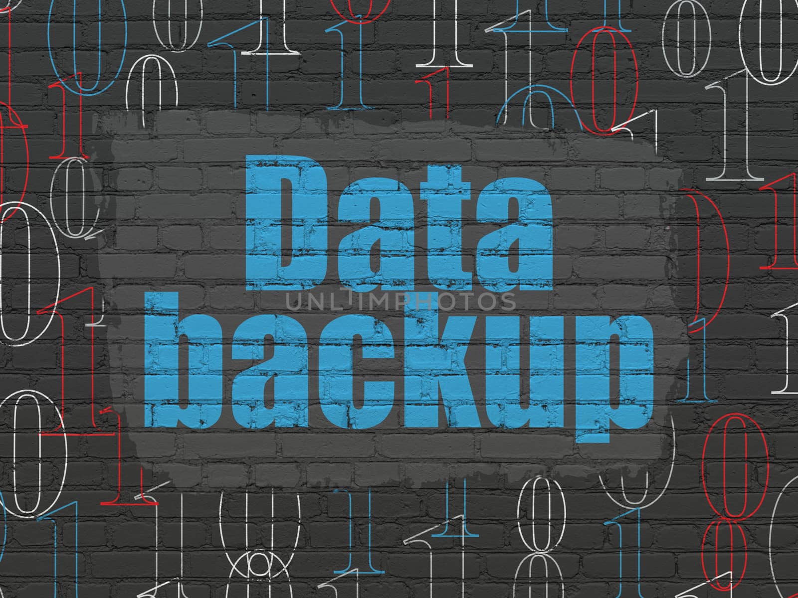 Data concept: Data Backup on wall background by maxkabakov