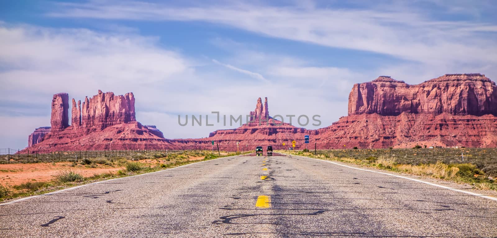 descending into Monument Valley at Utah  Arizona border 