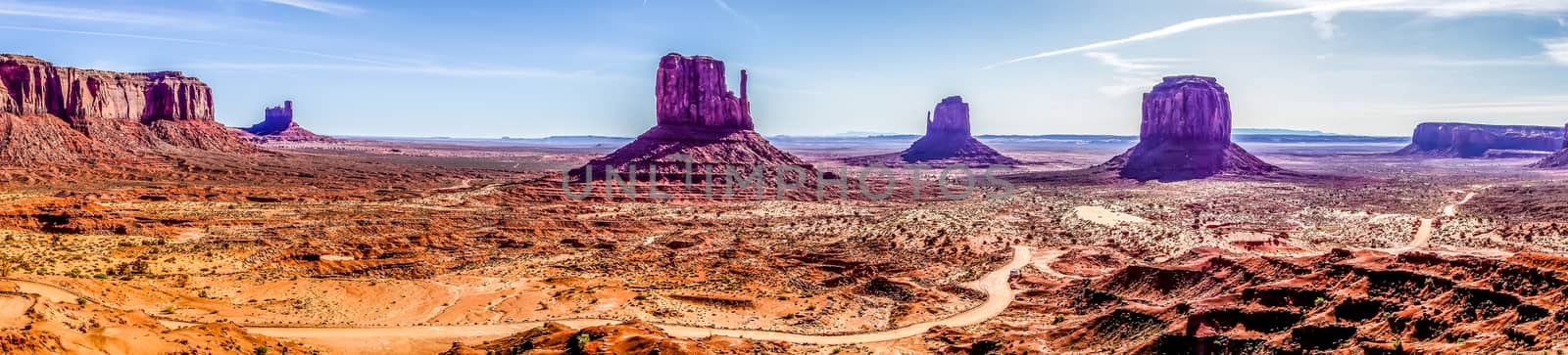 Monument valley under the blue sky