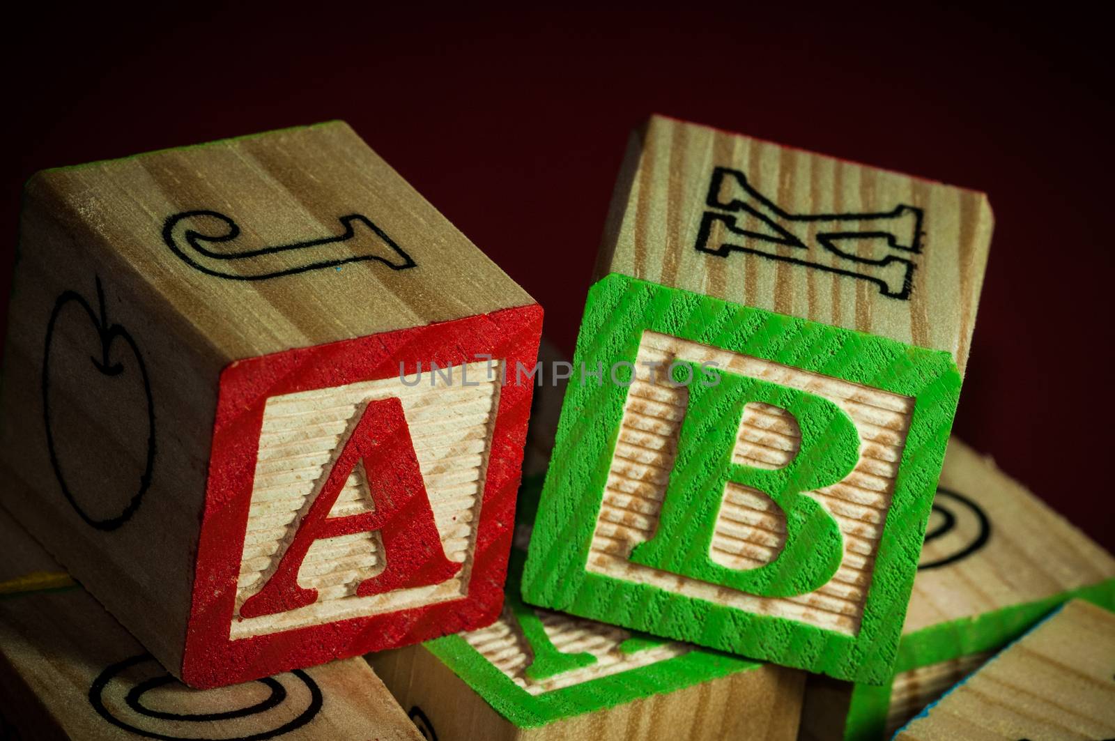 Wooden Alphabet Blocks Kids play with in elementary school