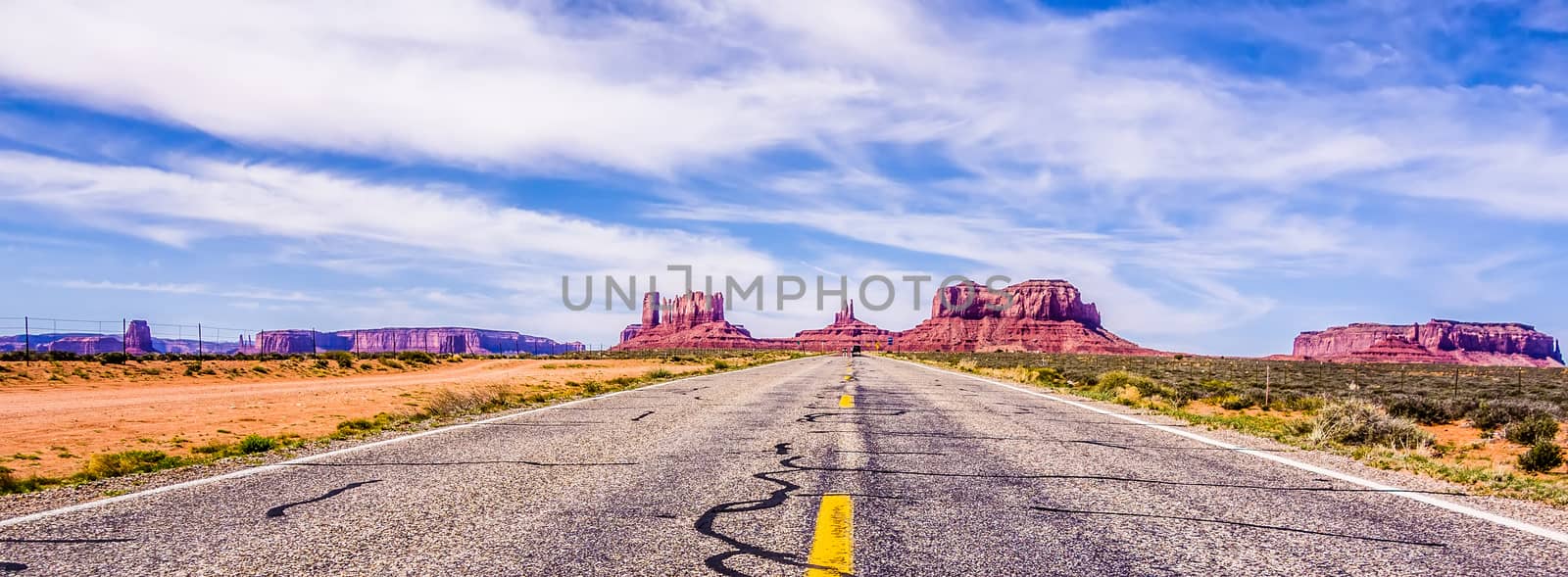 descending into Monument Valley at Utah  Arizona border 