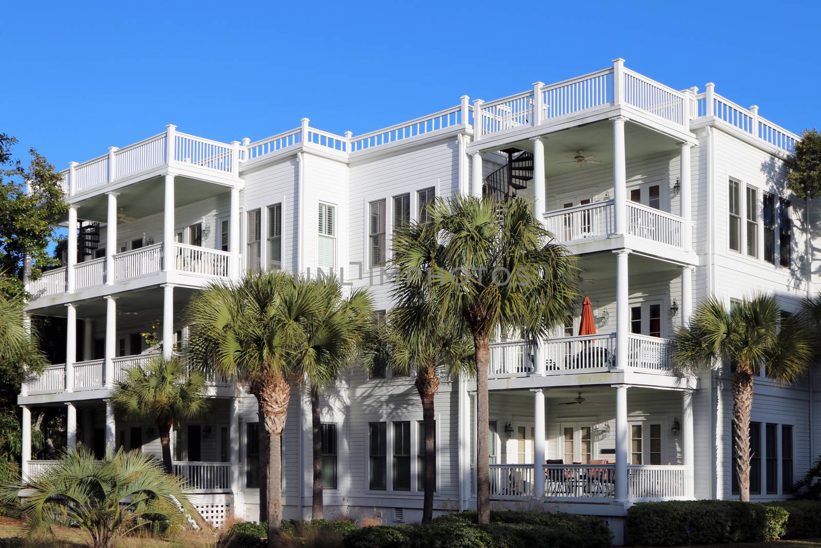 Classical southern architecture on these condominiums.