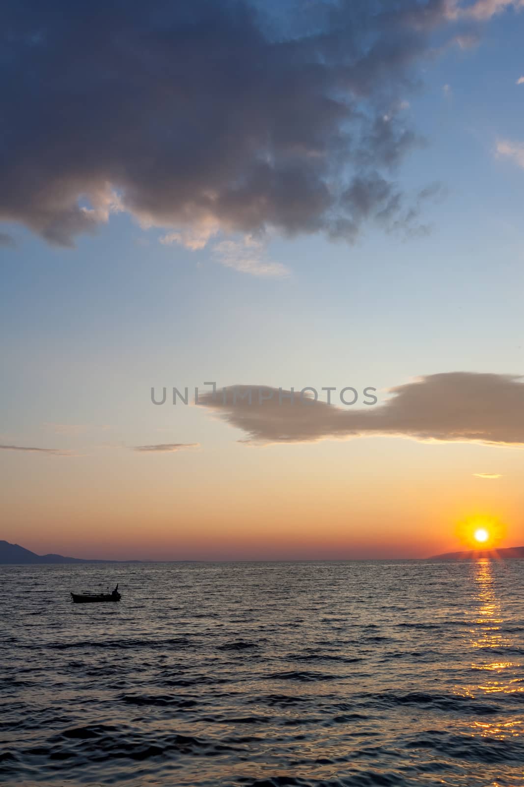 The beautiful sunset at the sea. Croatia 