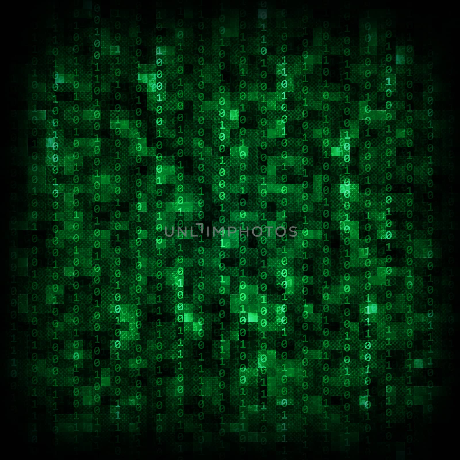 Abstract green and black matrix background with numbers