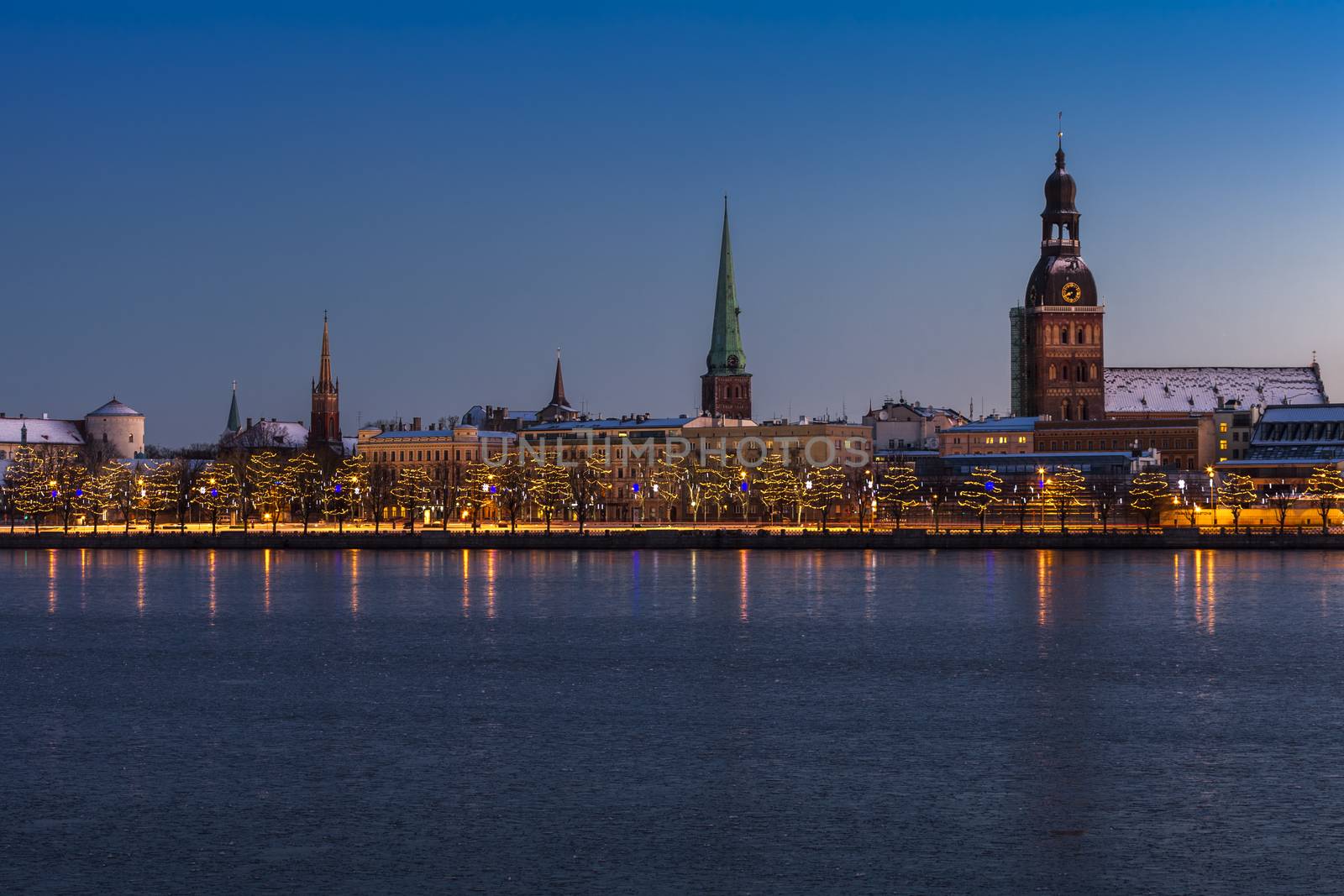 Riga Old Town skyline during Dawn