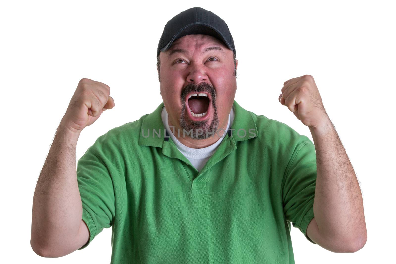 Excited Man Wearing Green Shirt Celebrating by coskun