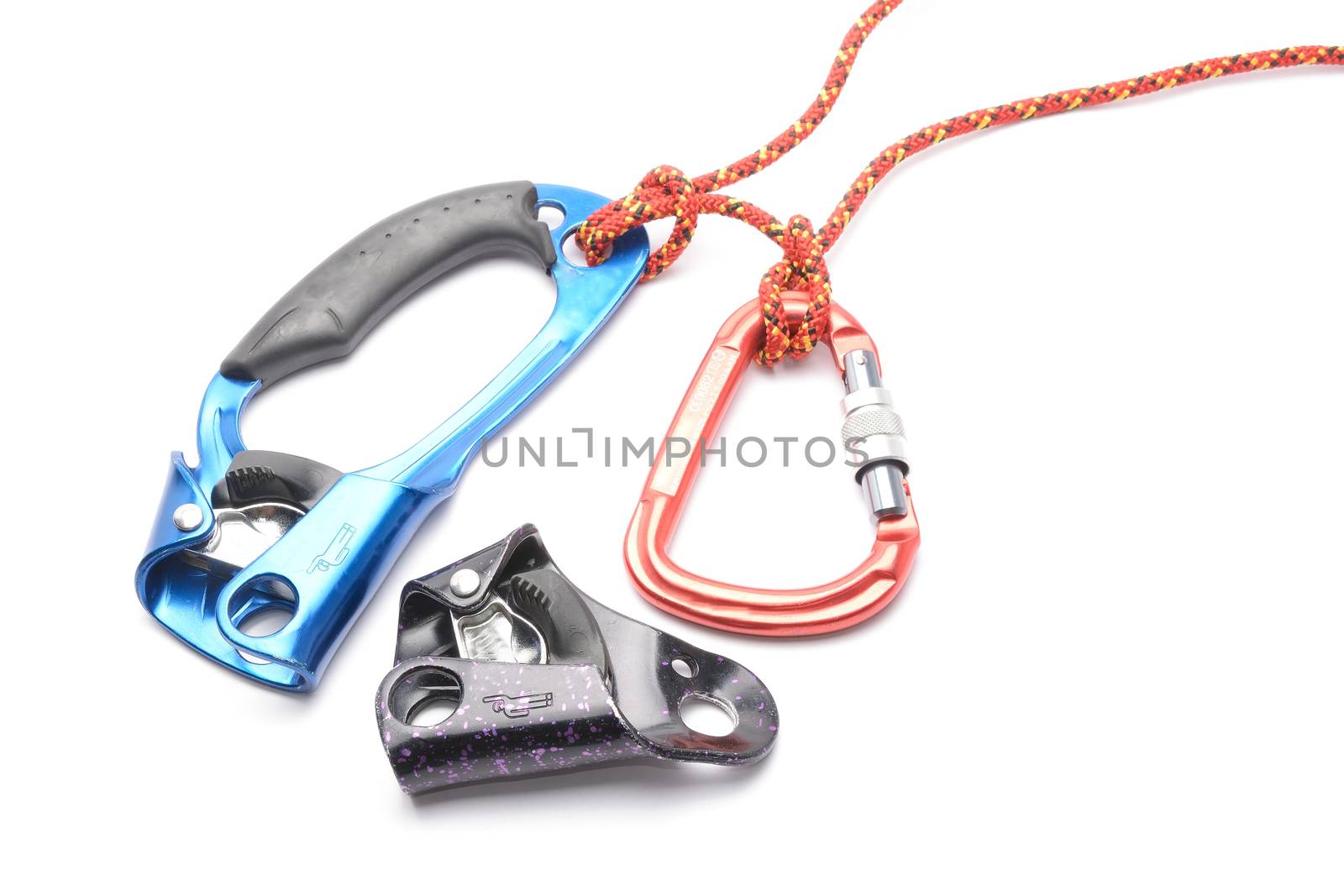 the croll chest ascender isolated on white. Climbing tool.
