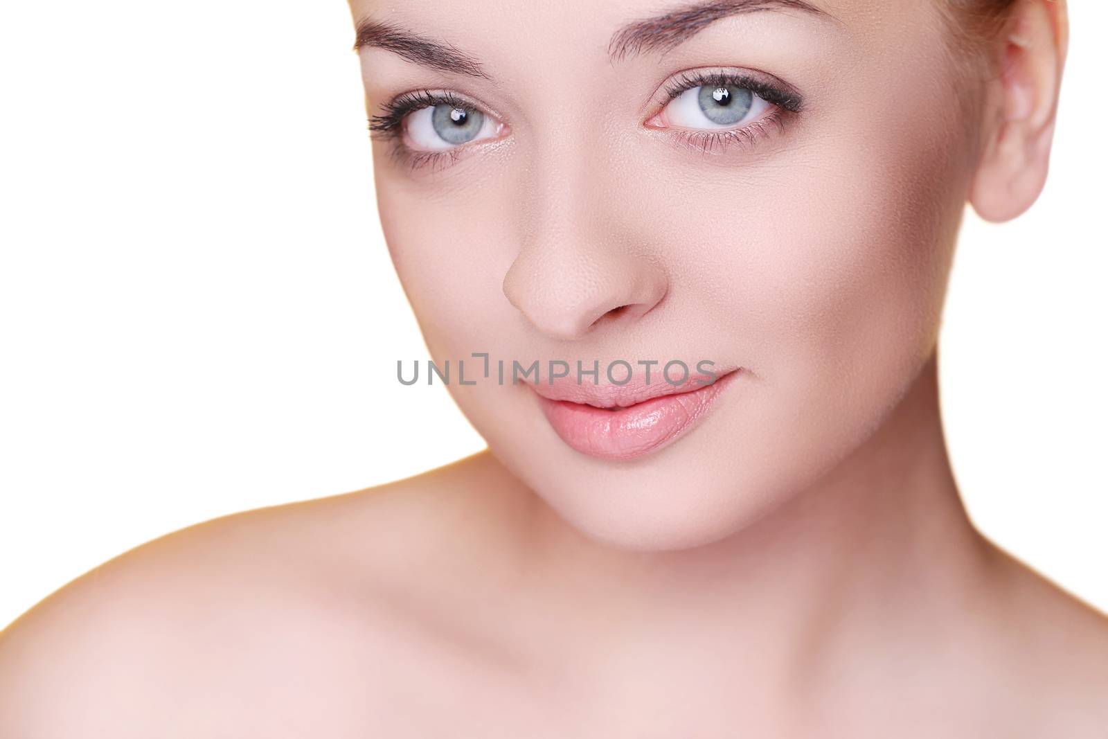 Beautiful girl on a white background