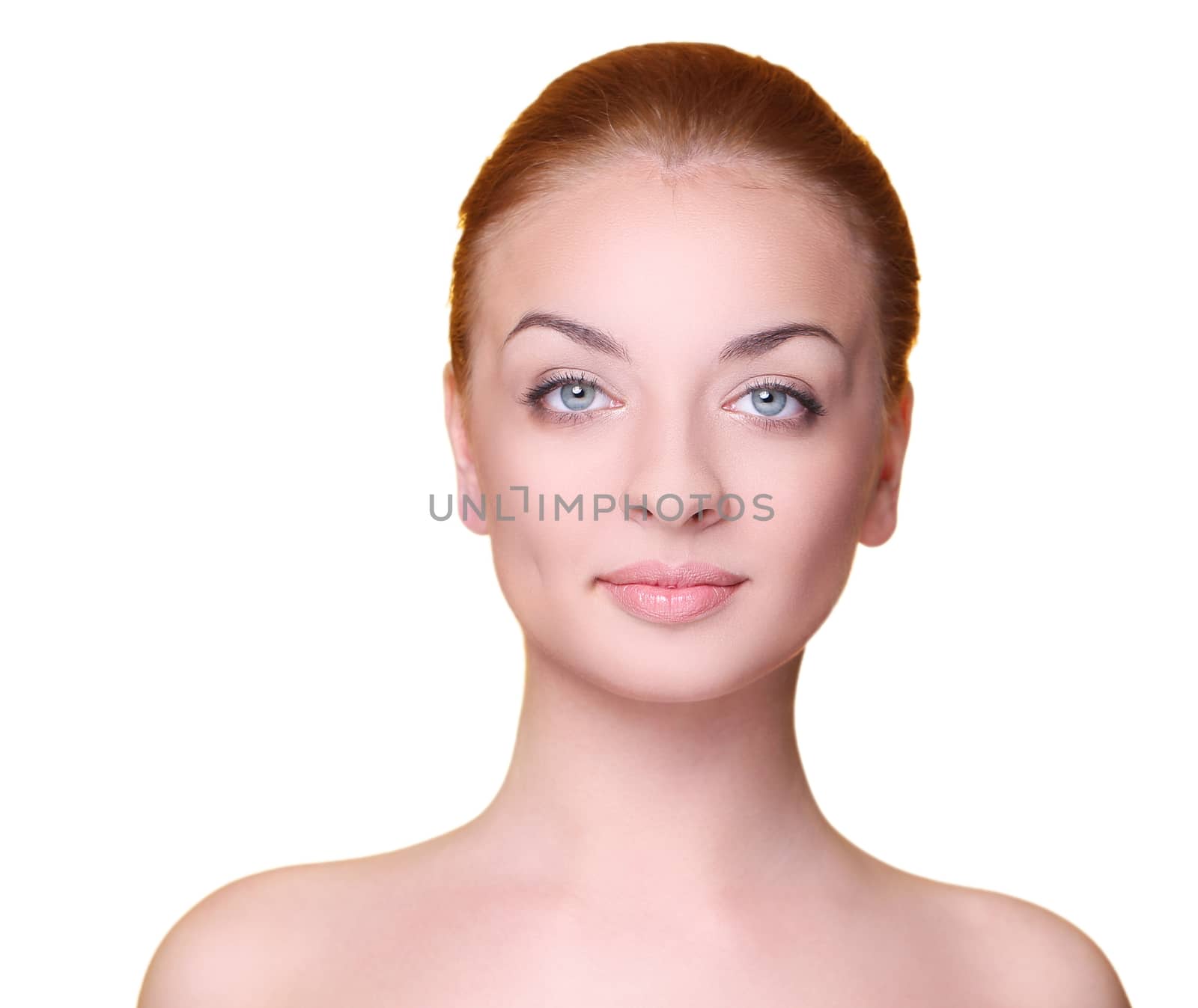 Beautiful girl on a white background