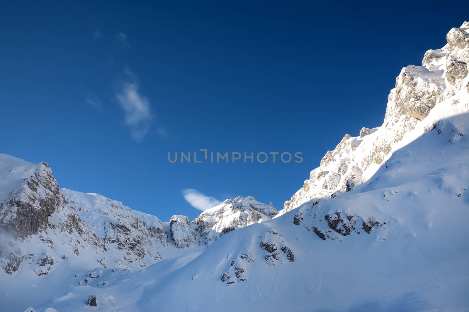 Alpine landscape in Bucegi mountains, Romania by comet