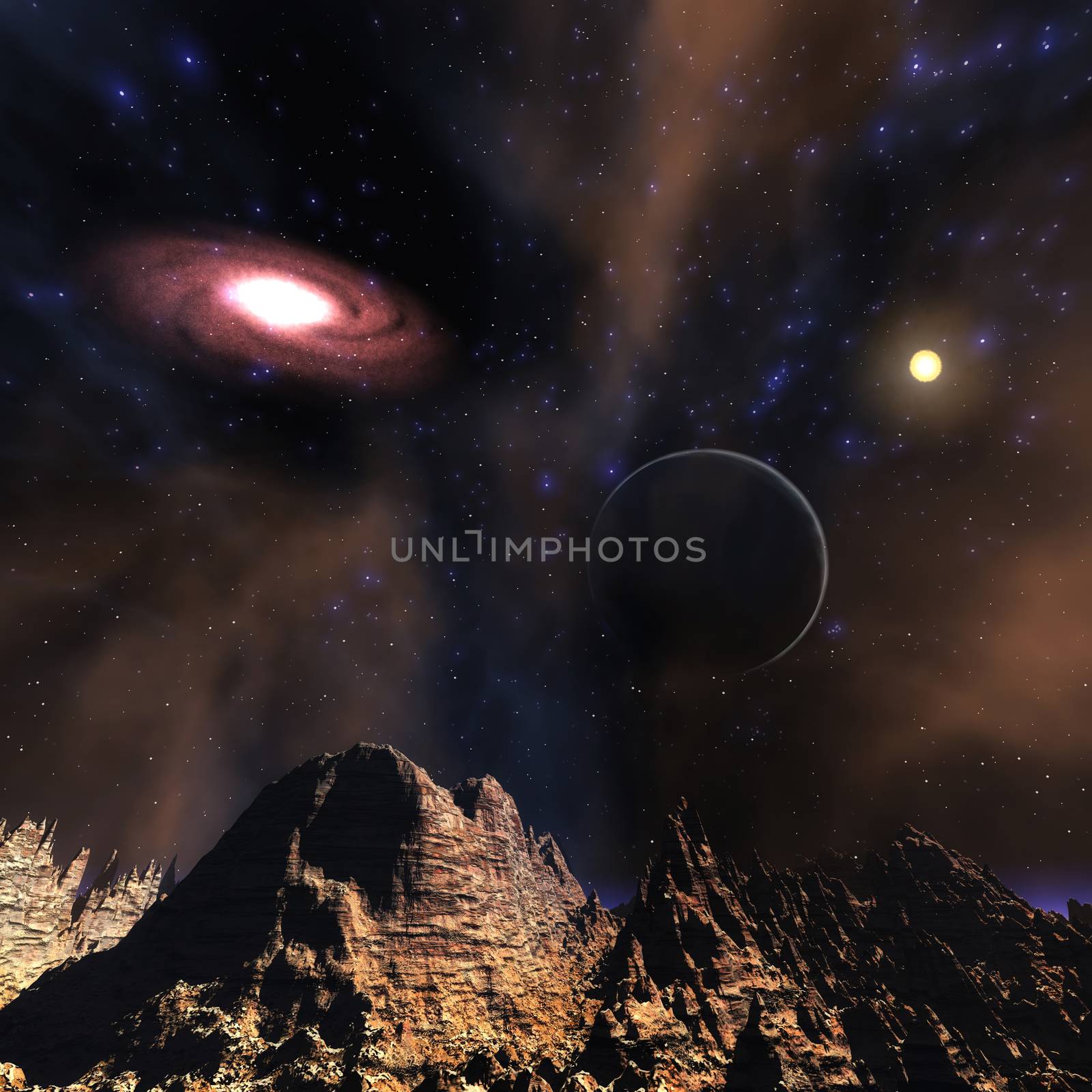 Digital 3D Illustration of a Space Scene, no NASA Image