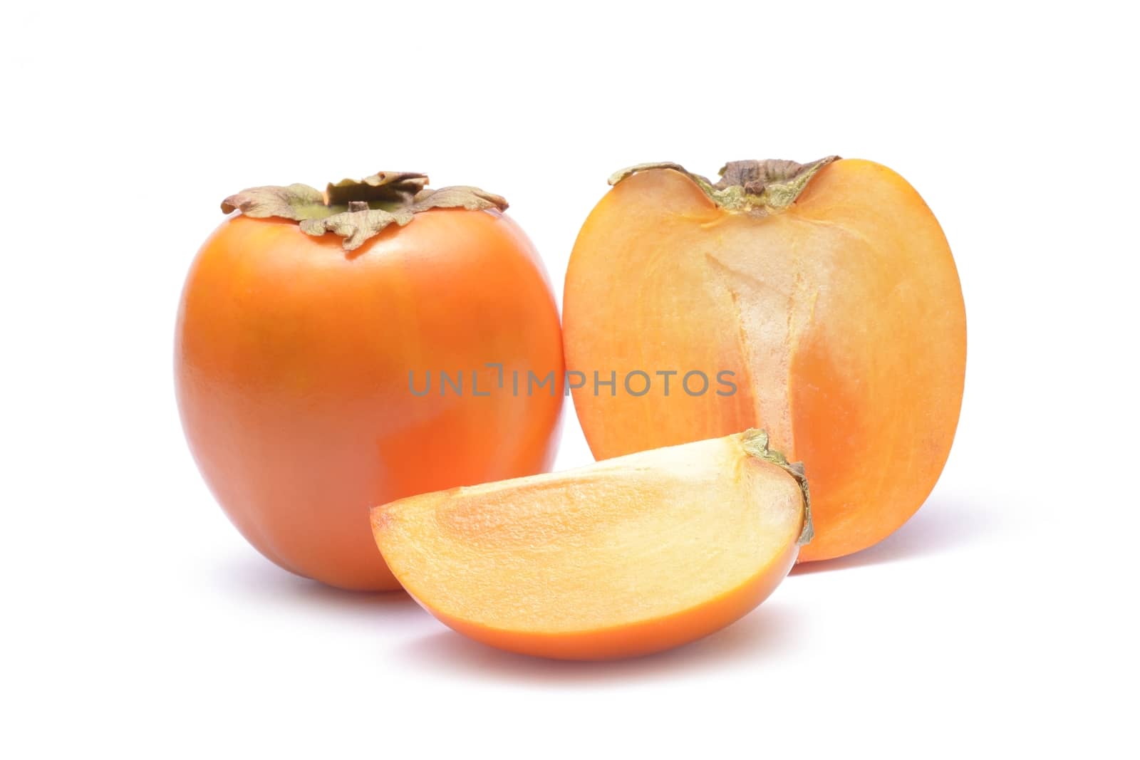 Persimmon fruit isolated on white background by comet