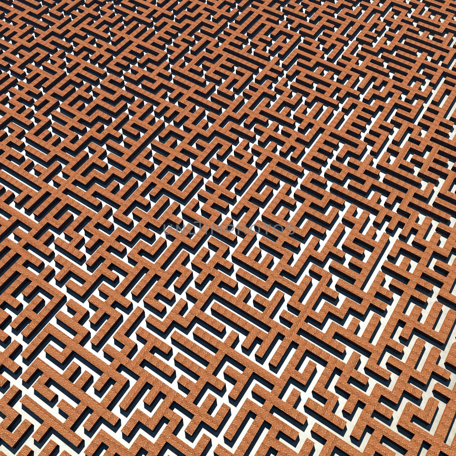 Bricks labyrinth, abstrack background. three dimensional illustration