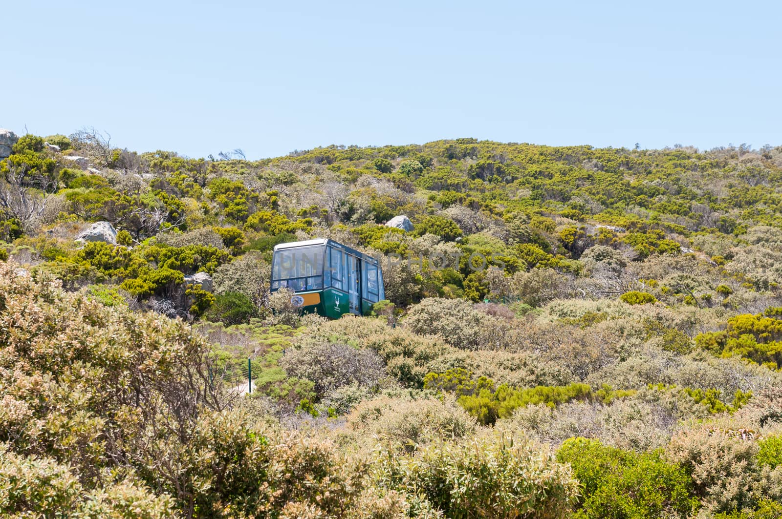 CAPE TOWN, SOUTH AFRICA - DECEMBER 12, 2014: The Flying Dutchman Funicular at Cape Point on its way down from the main viewpoints to the car park