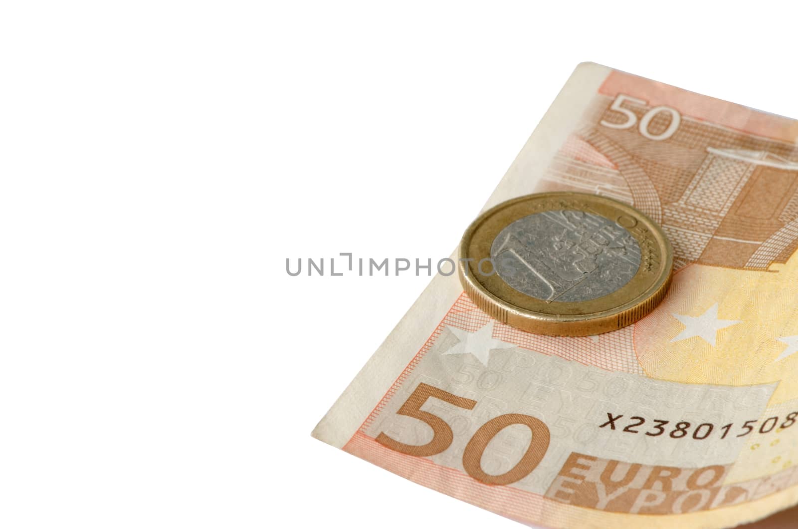 Euro money cash isolated on white background. 