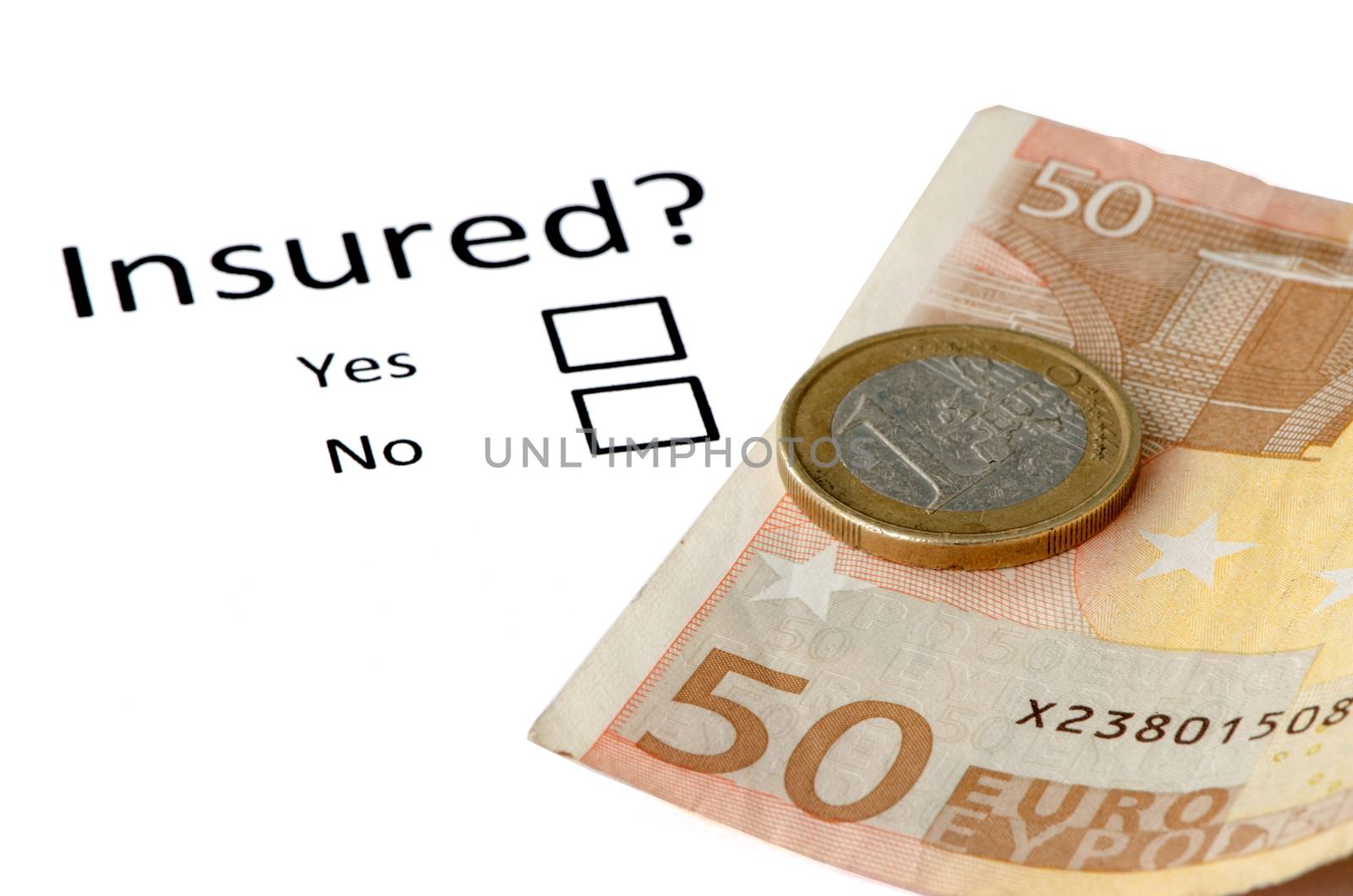 Risk or insurance business concept and euro coins.