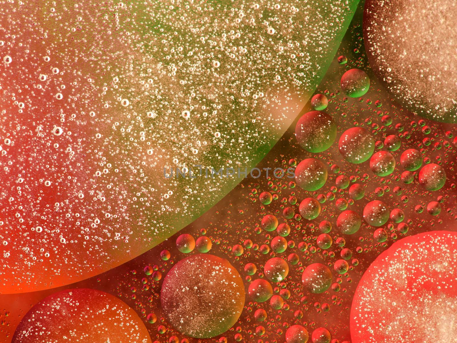 A lot of oil drops on blur colorful background. 