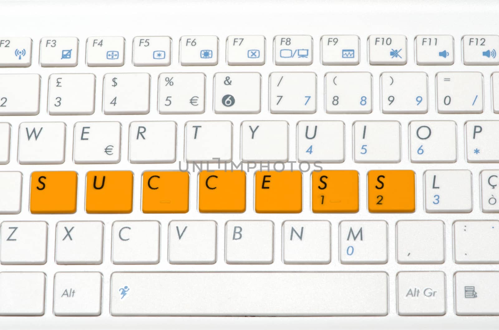 Special computer keyboard with orange success keys.