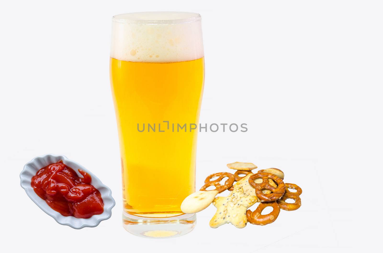 Salt pastries, snacks against white background.