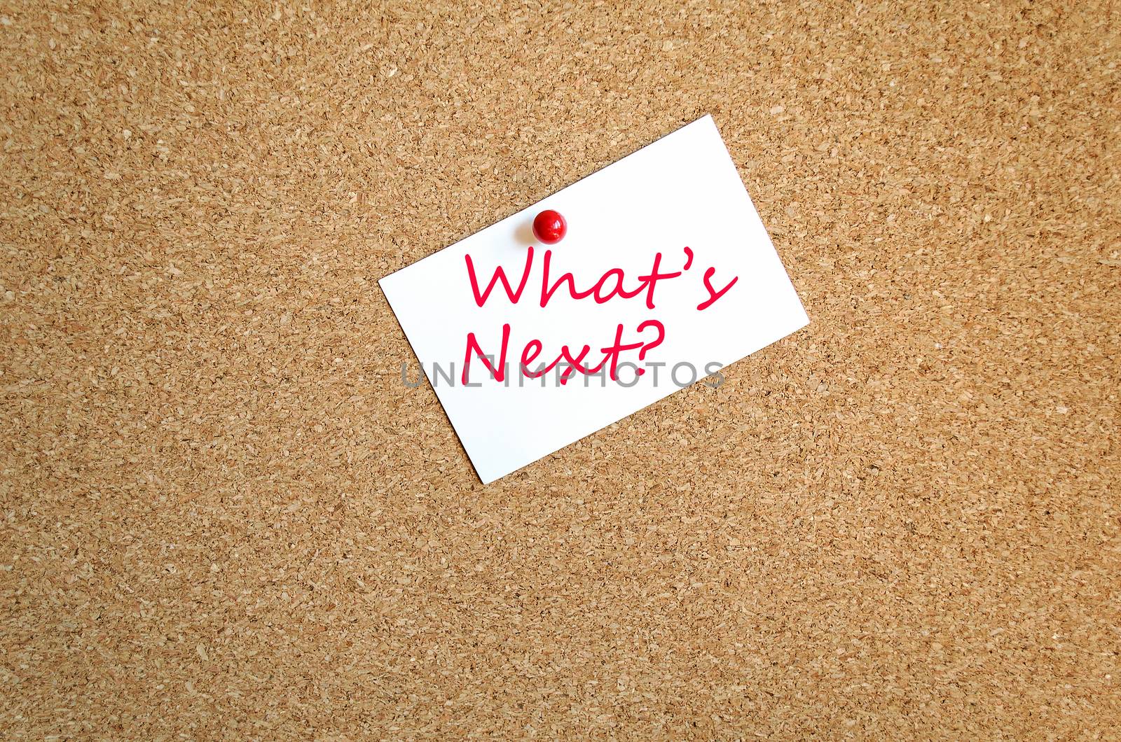 Sticky Note On Cork Board Background What's Next Concept