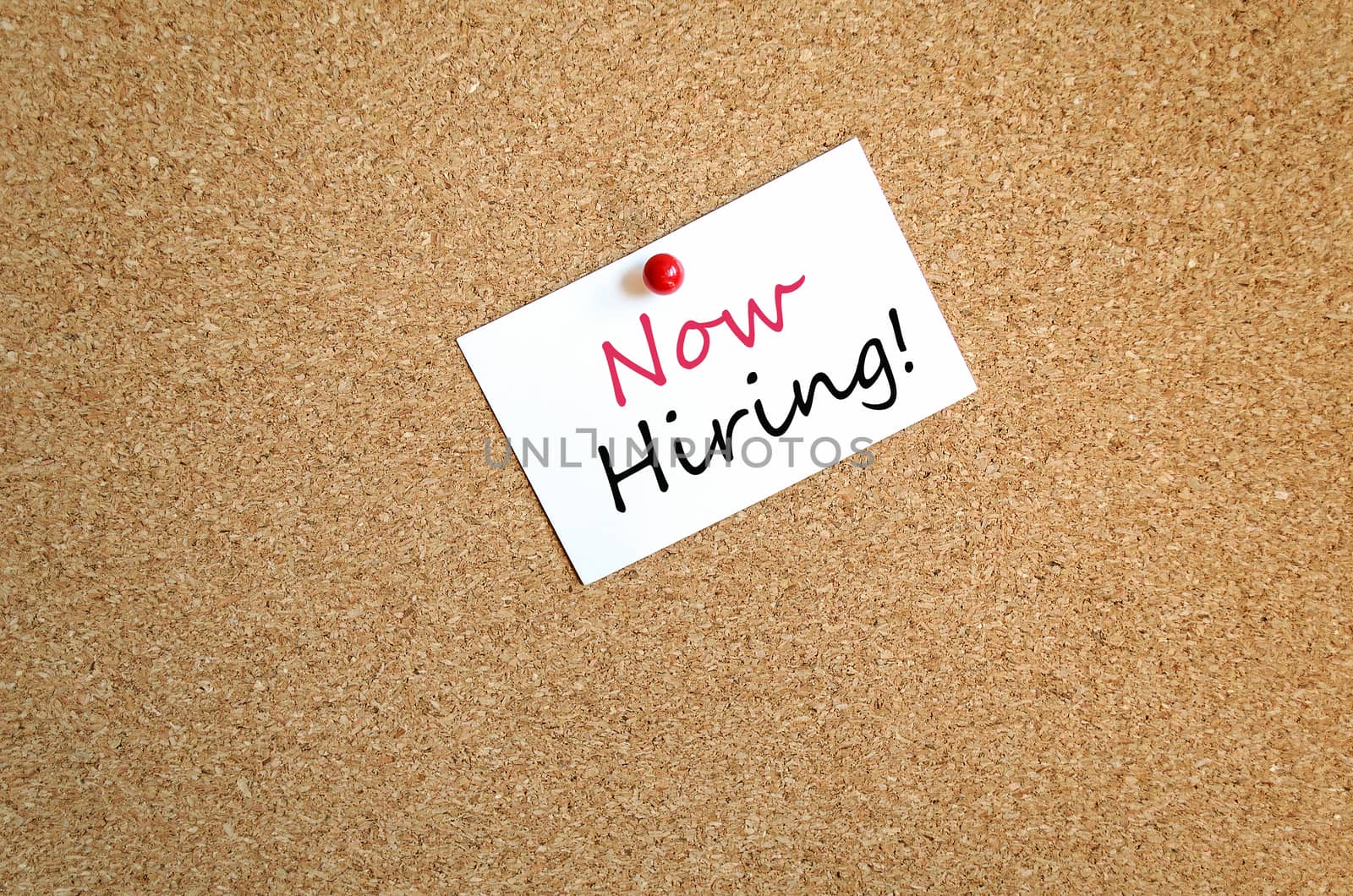 Sticky Note On Cork Board Background Now Hiring Concept