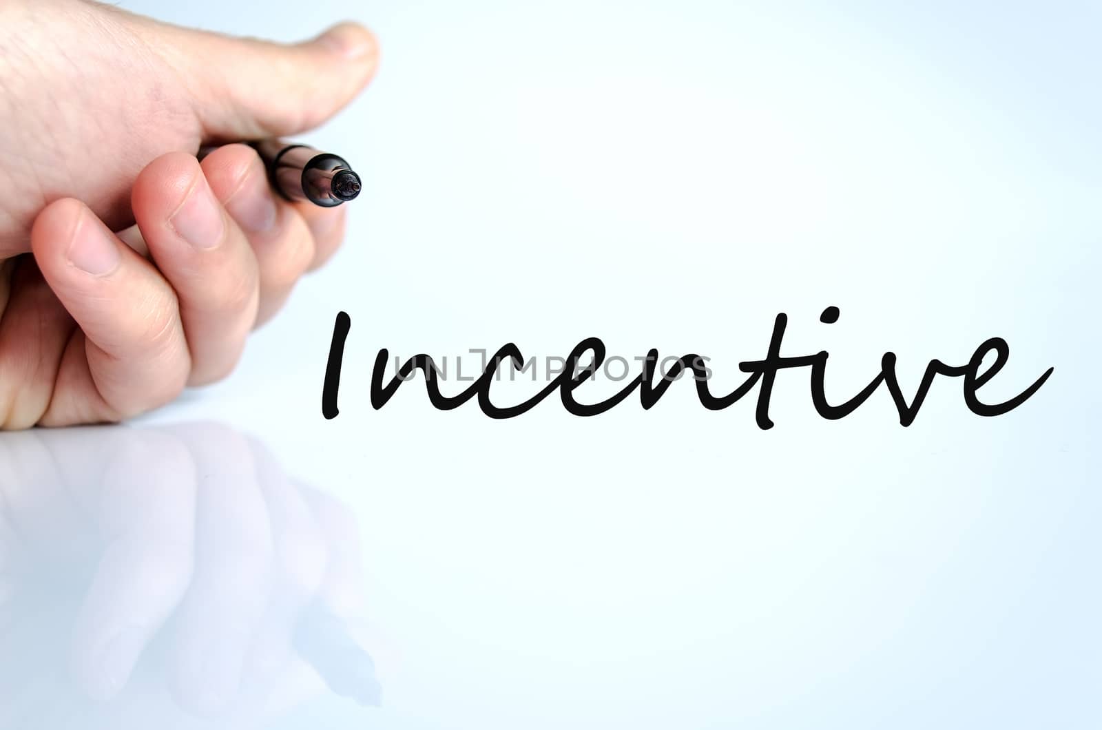 Pen in the hand isolated over white background incentive concept