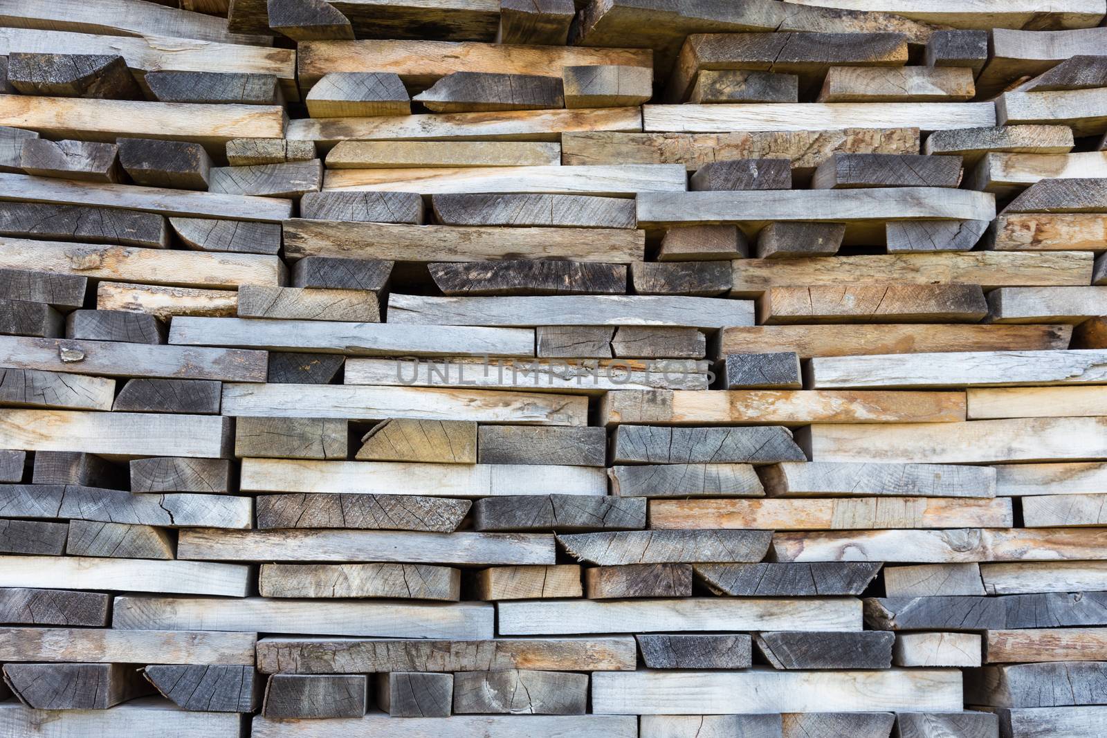 Background texture of old retro wooden lining boards wall.