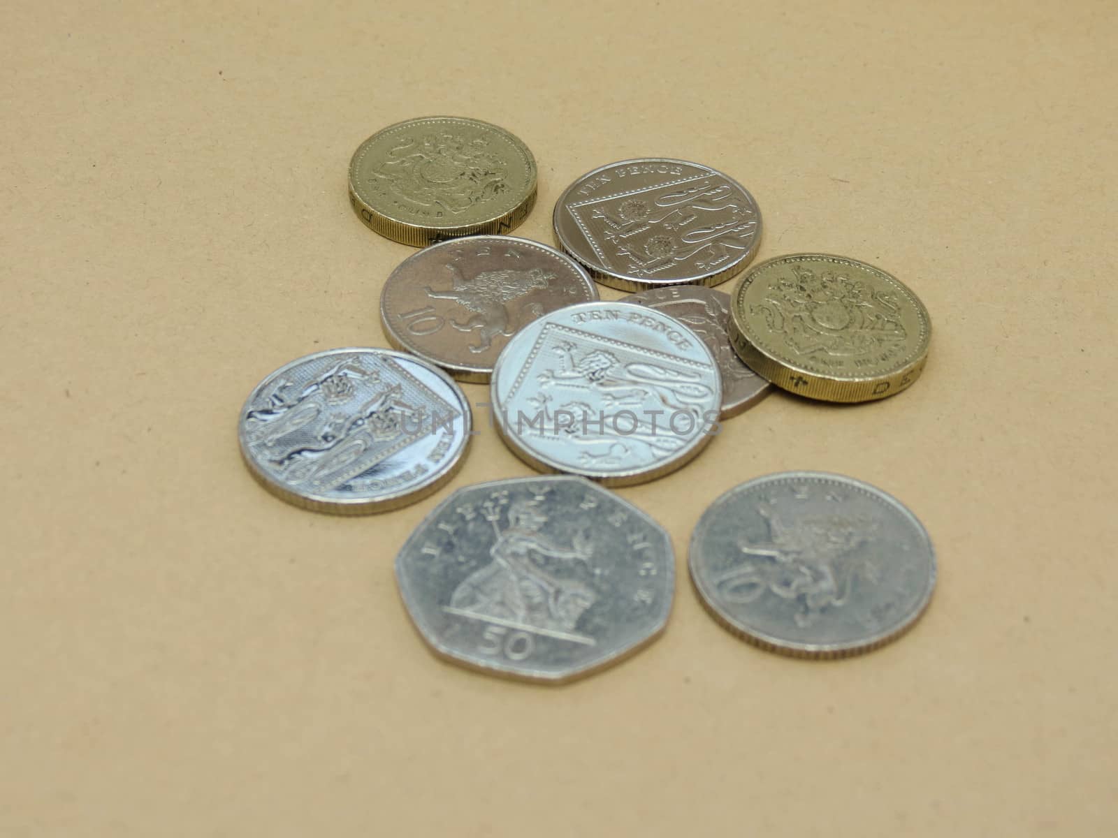 British Pounds coins (currency of United Kingdom)