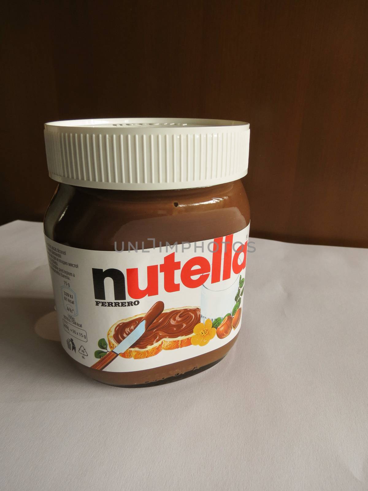 ROME, ITALY - CIRCA FEBRUARY 2015: Nutella jar Ferrero Nutella has been one of the best known Italian products worldwide for a few decades