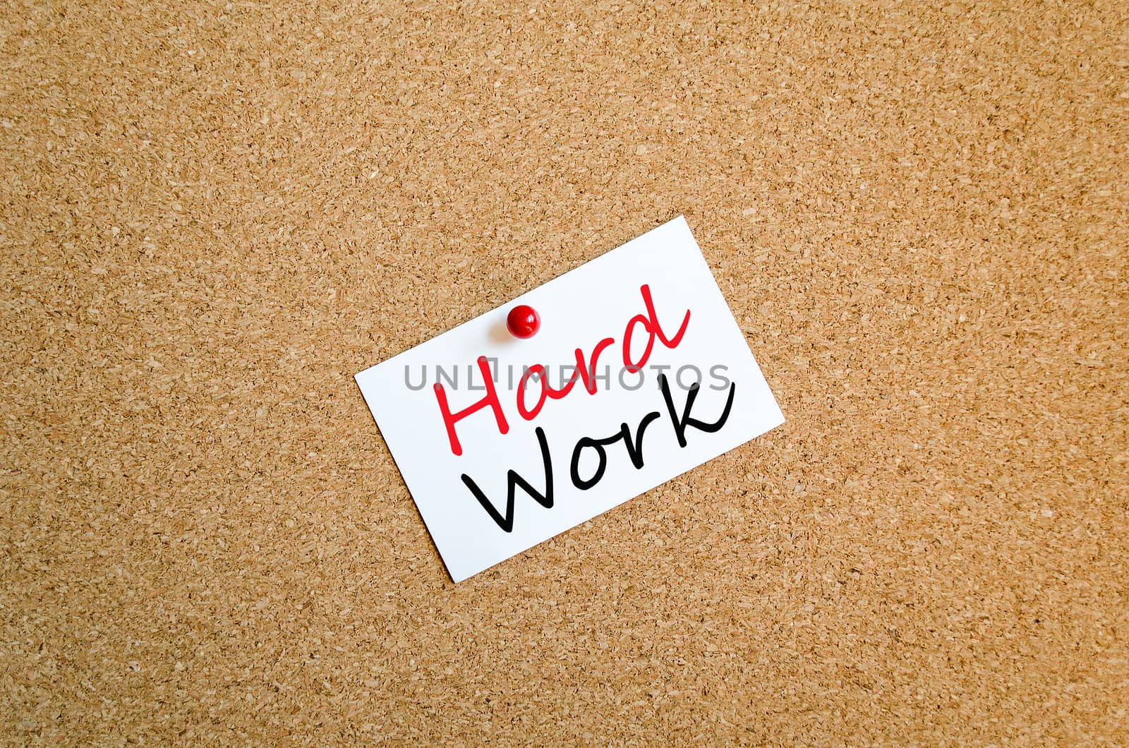 Sticky Note On Cork Board Background Hard Work Concept