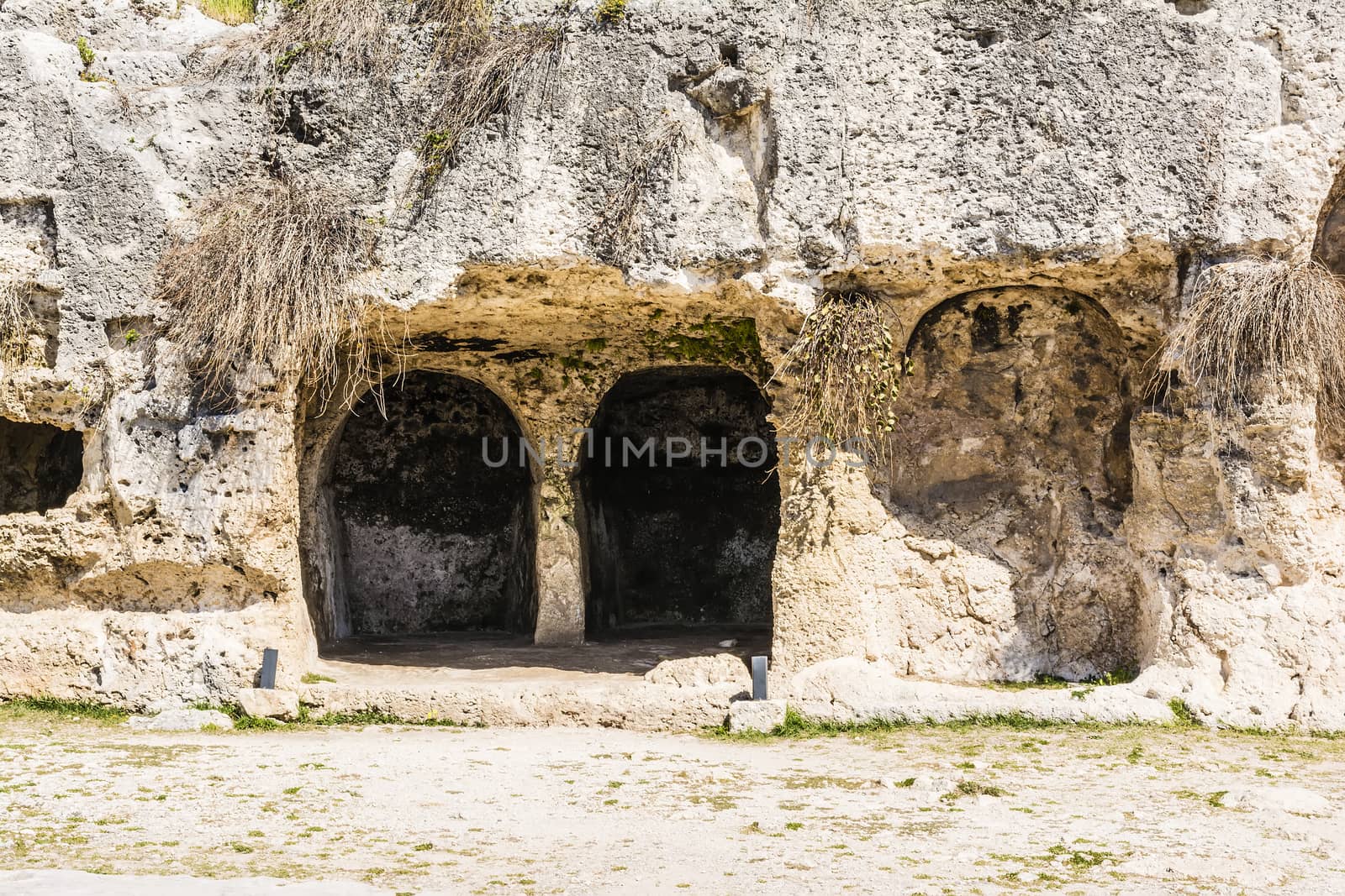 Ancient ruins of Greek Theater in Syracuse, Sicily, Italy