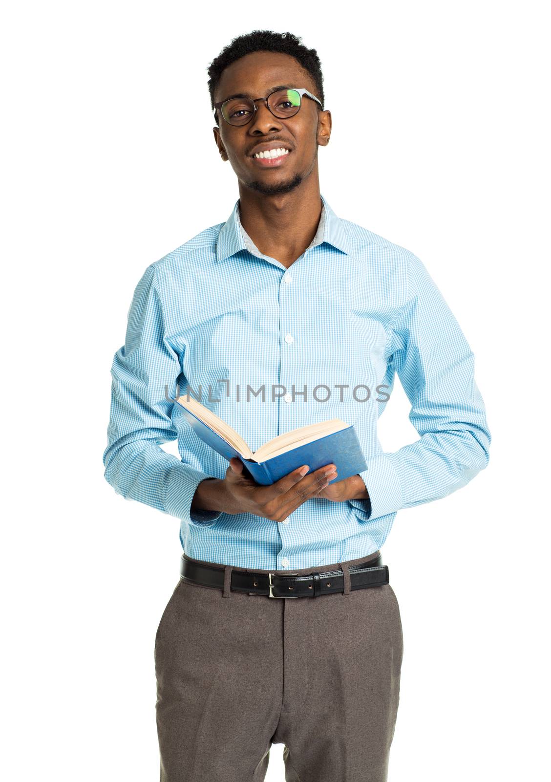 Happy african american college student with book in his hands st by vlad_star