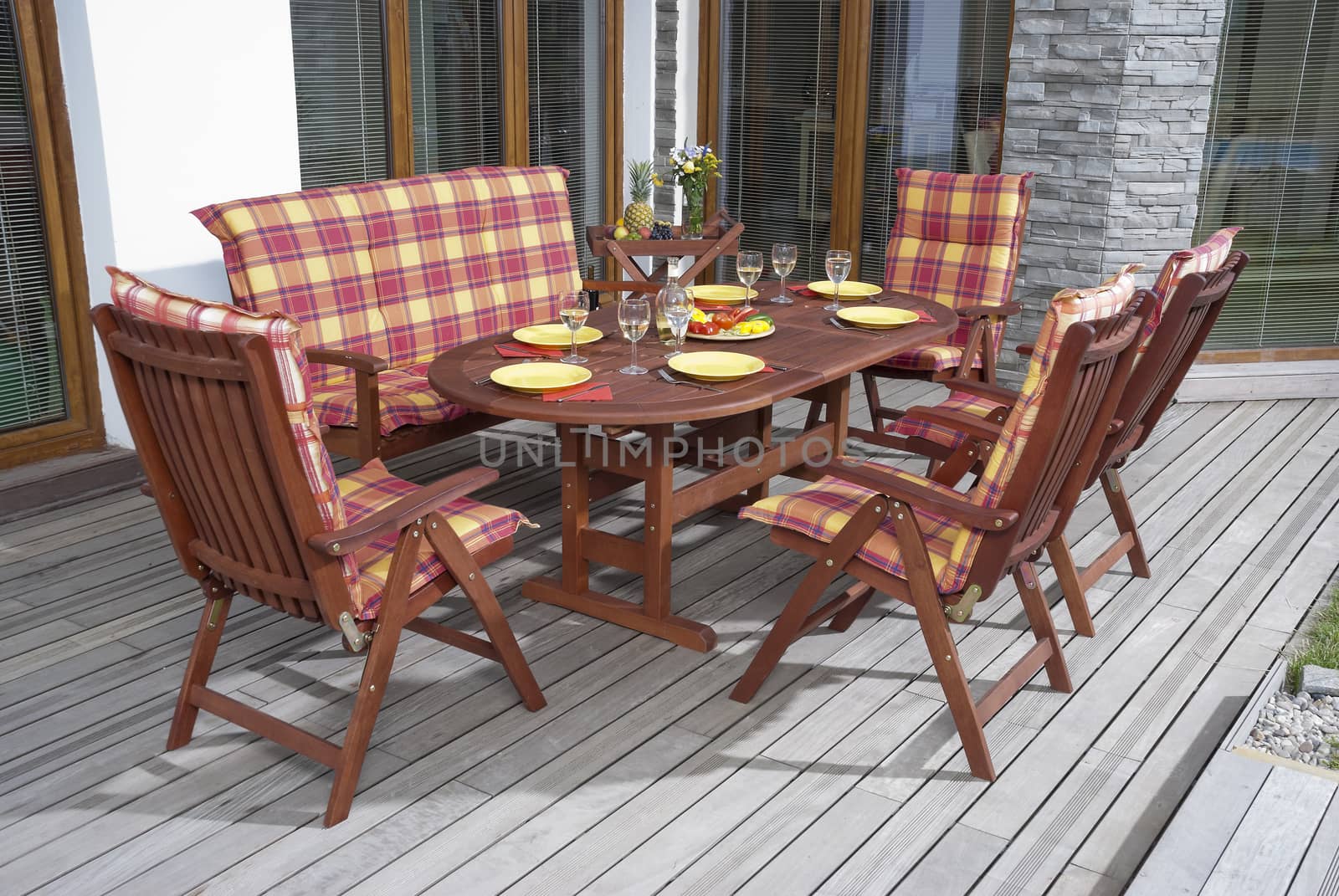 The Garden furniture by the house patio