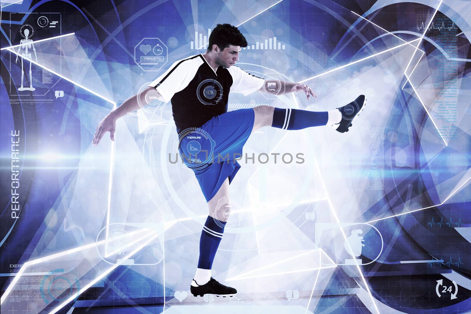 Football player against white abstract angular design
