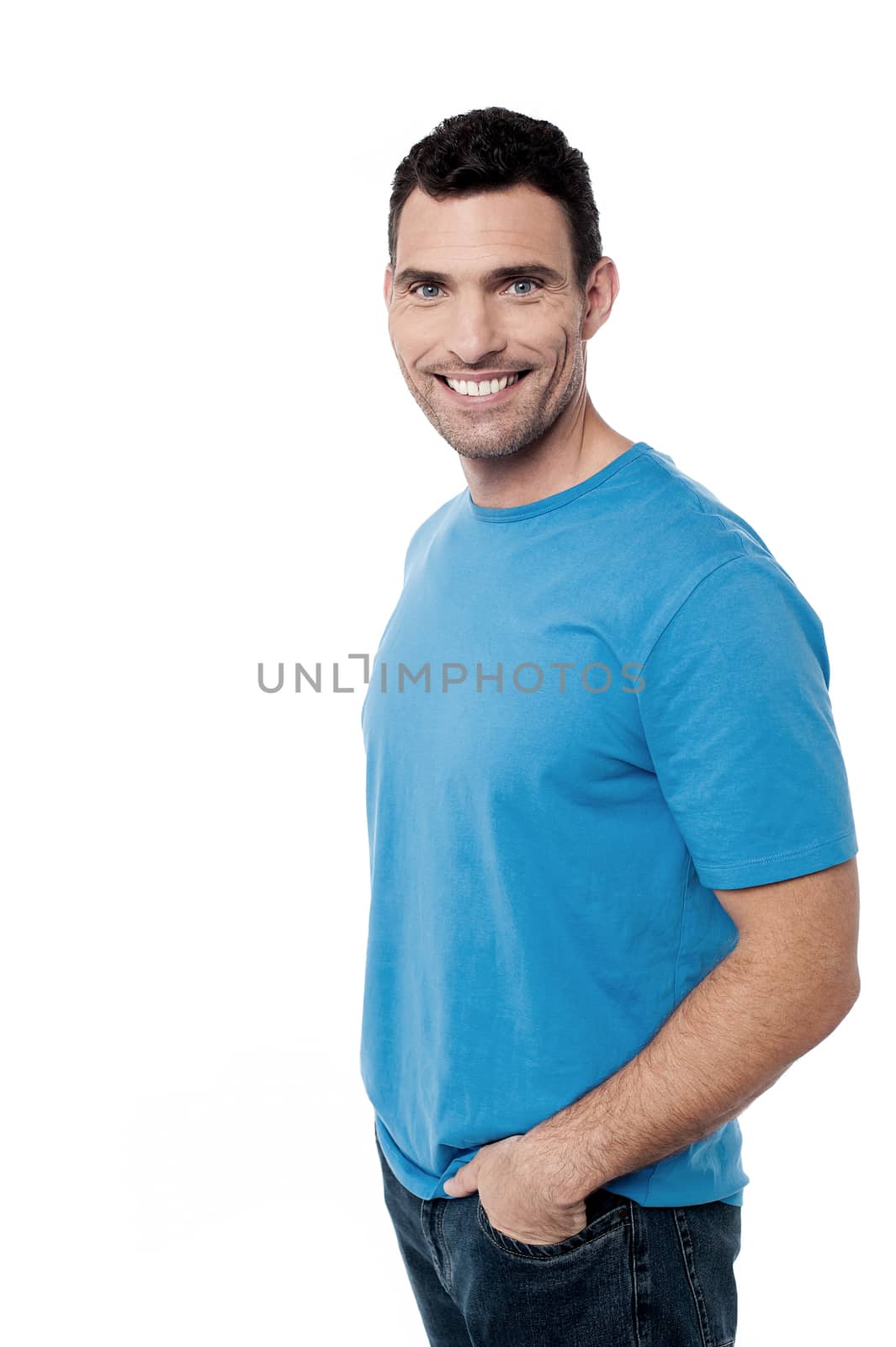 Handsome man posing over white by stockyimages