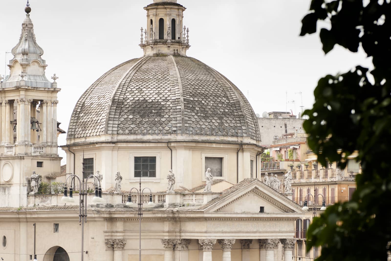 View of Rome where you can see the dome of the Basilica of Piazza del Popolo