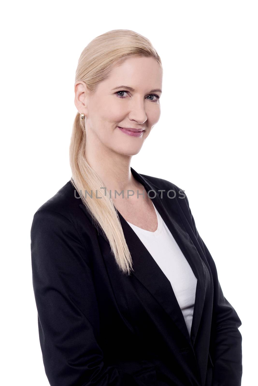 Business lady isolated over white