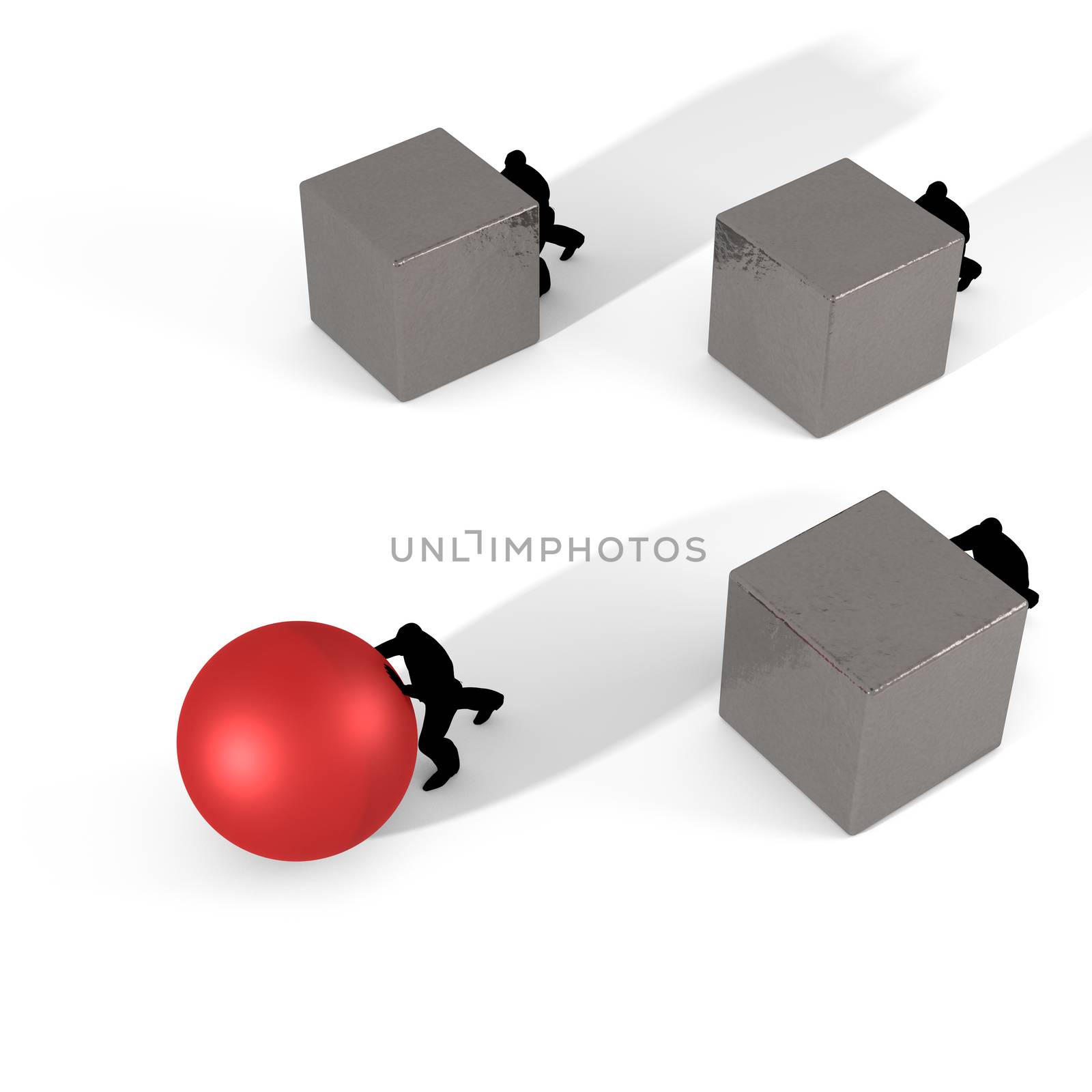 Concept illustration showing different strategies to achieve the same goal.