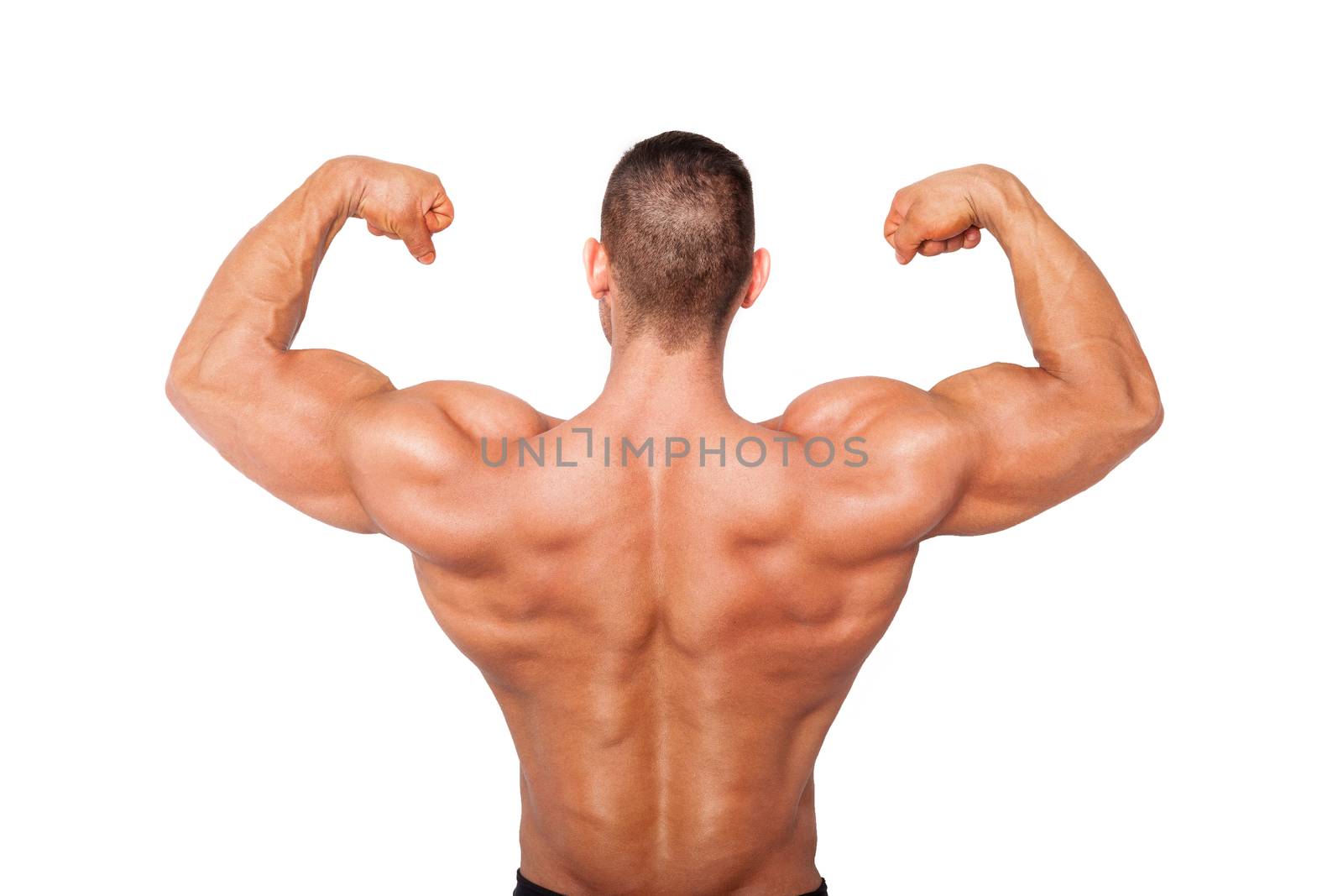Sexy bodybuilder showing biceps. by eskymaks