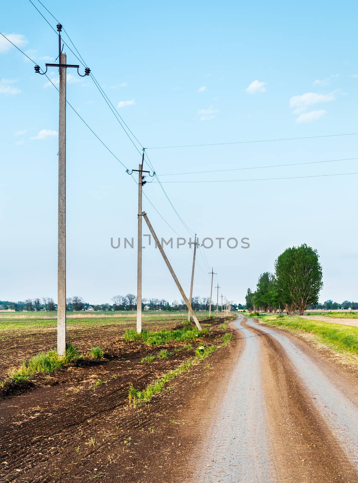 Rural road passing along the electric poles by zeffss